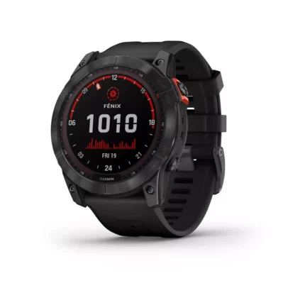 GARMIN Fenix 7X Solar Grey Sportuhr mit schwarzem Armband
