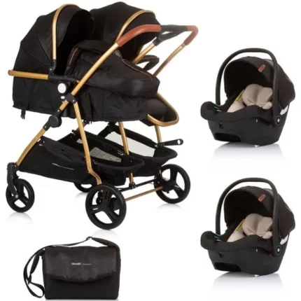 DUO SMART Kinderwagen Zwillinge oder Kinder in der Nähe Breite 79 cm schwarz + 2 cosy schwarz